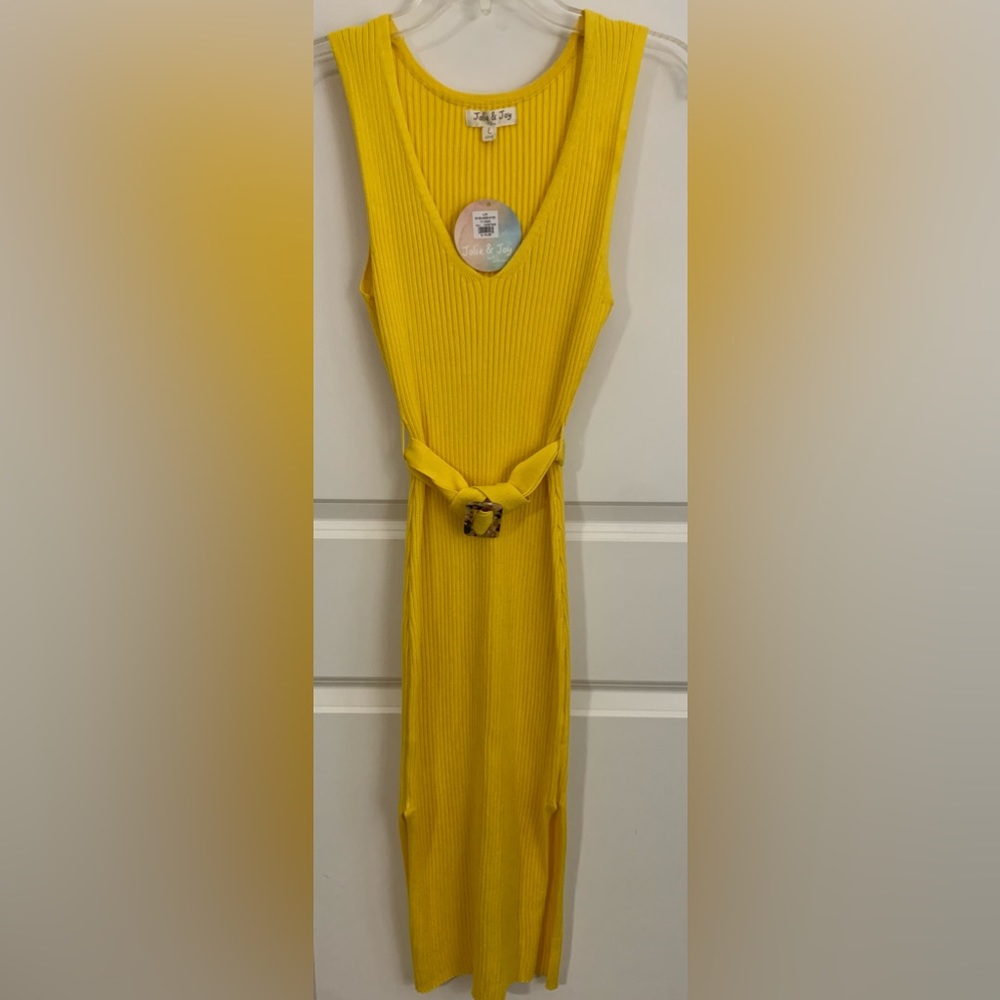 Ribbed Long Yellow Dress